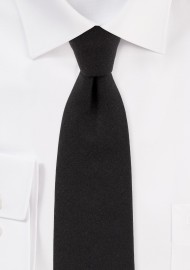 Matte Black Slim Cut Mens Tie in Cotton