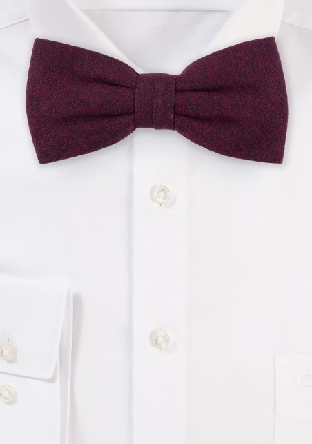 Burgundy Red Matte Textured Bow Tie