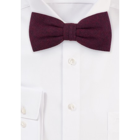 Burgundy Red Matte Textured Bow Tie
