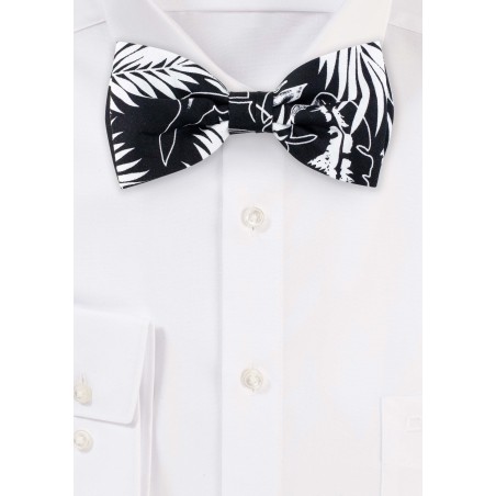 Cotton Hanky in Black and White with Palm Leaf Print