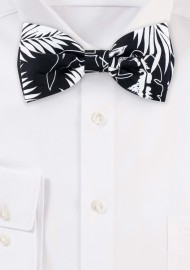 Cotton Hanky in Black and White with Palm Leaf Print