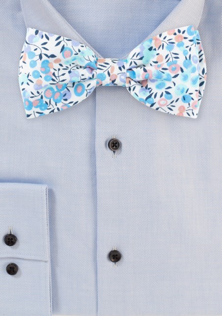 Colorful Summer Cotton Bow Tie with Floral Design