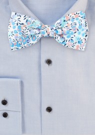Colorful Summer Cotton Bow Tie with Floral Design