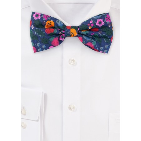 Navy Bow Tie with Colorful Florals