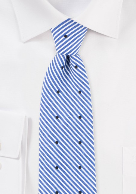 Summer Stripe Cotton Tie in Light Blue