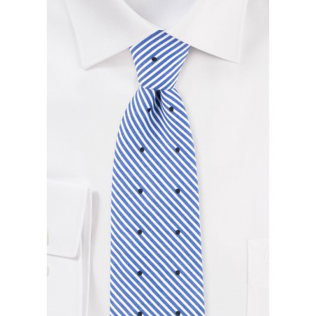 Summer Stripe Cotton Tie in Light Blue