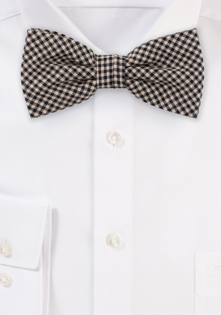 Micro Check Tweed Bow Tie in Brown