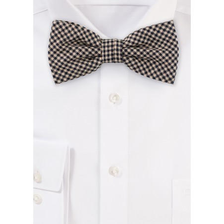 Micro Check Tweed Bow Tie in Brown