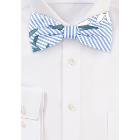 Floral Stripe Summer Bow Tie