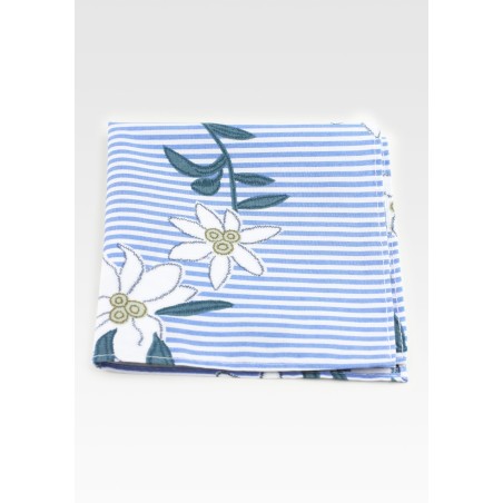 Striped Hanky with Embroidered Florals