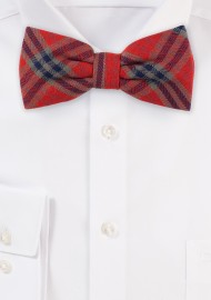 Tartan Plaid Bow Tie in Red and Olive