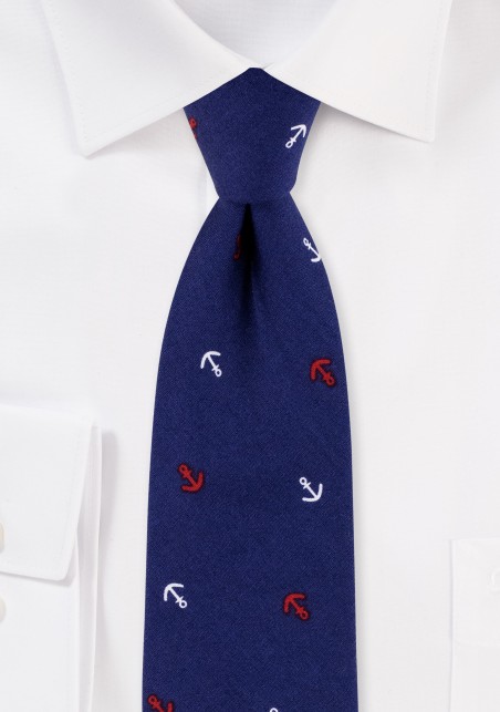 Necktie in Navy Anchor Print