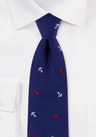 Necktie in Navy Anchor Print