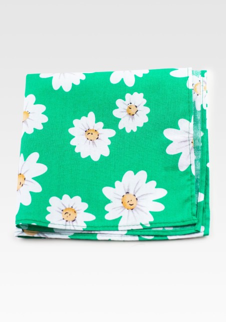Spring Green Daisy Pocket Square Hanky