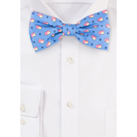 American Flag Bow Tie in Light Blue