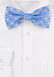 American Flag Bow Tie in Light Blue