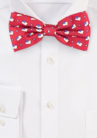American Flag Bow Tie in Crimson Red