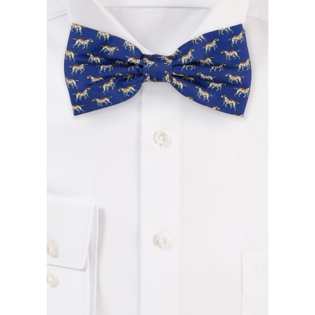 Dog Print Bow Tie in Navy