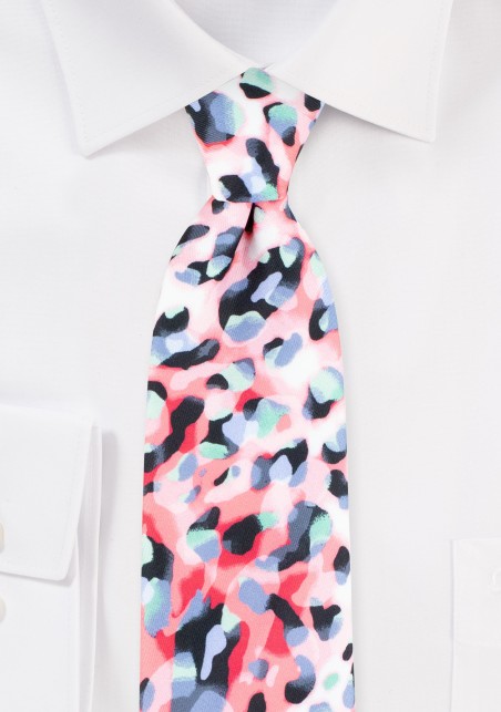 Pink Leopard Print Designer Mens Tie