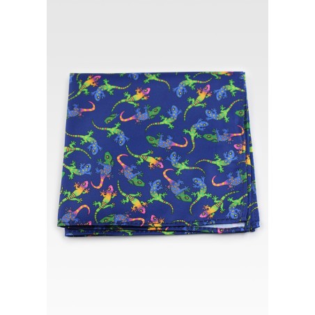 Colorful Gecko Print Pocket Square