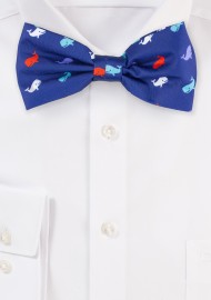 Navy Bow Ties with Whale Print Pattern