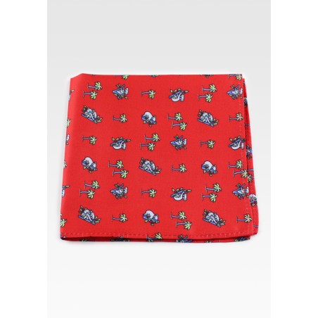 Red Pocket Square with Koala Bears