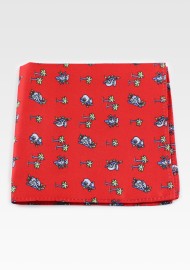 Red Pocket Square with Koala Bears