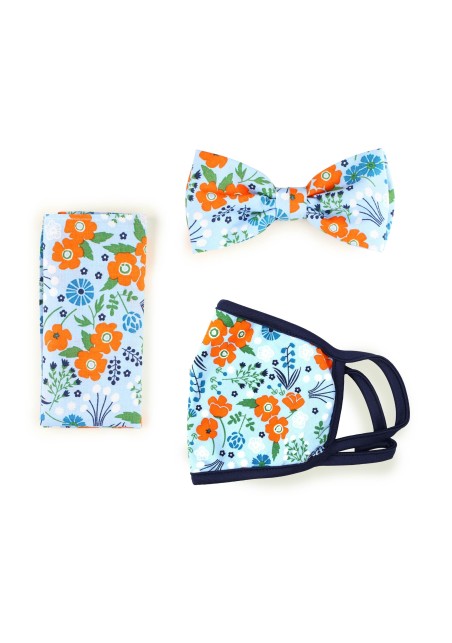 Floral Bow Tie and Face Mask Set with hanky