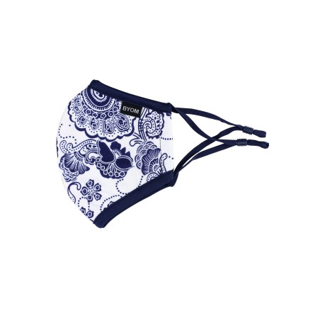 Royal Blue and White Paisley Kids Mask