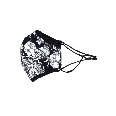 Bold Black and White Paisley Face Mask for Kids