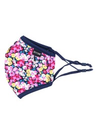 Navy and Pink Flower Print Kids Mask