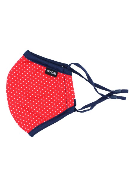 Cherry Red Polka Dot Print Kids Mask