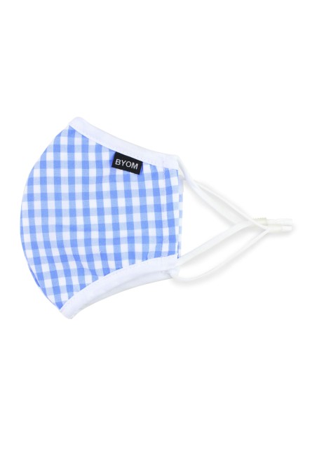 Light Blue Gingham Check Kids Face Mask