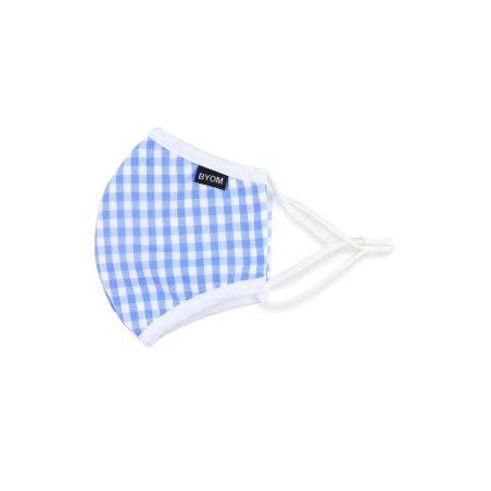 Light Blue Gingham Check Kids Face Mask