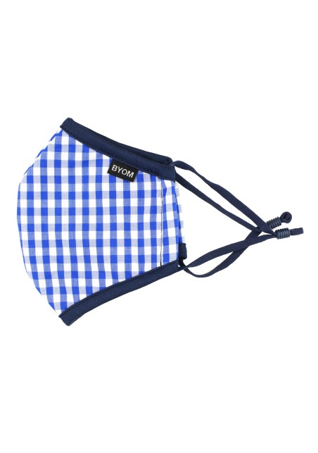Sky Blue Gingham Check Kids Face Mask