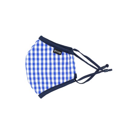 Sky Blue Gingham Check Kids Face Mask