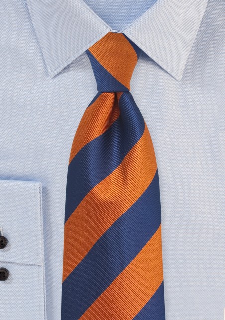 Repp Stripe Kids Tie in Navy and Orange