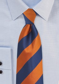 Navy and Orange Repp Textured XL Tie