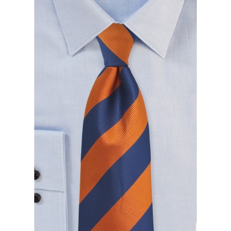Repp Tie in Navy and Orange
