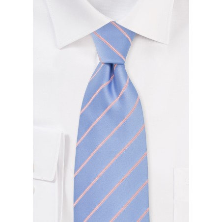 Light Blue and Pink Striped Tie