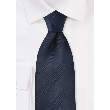 XL Striped Tie in Midnight Blue