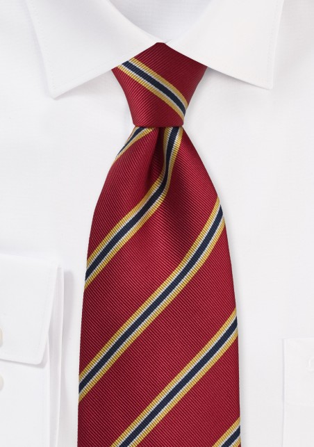 British Tie in Crimson-Red and Yellow