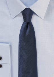 Navy Skinny Tie with Ribbed Texture