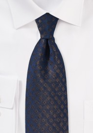 Elegant Mens Tie in Navy with Bronze