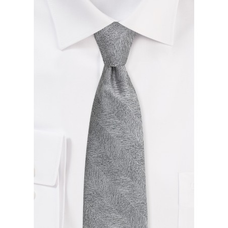 Woodgrain Textured Tie | Graphite Gray Woodgrain Textured Mens Tie