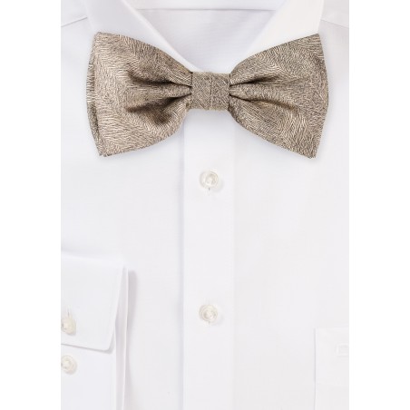 Wood Grain Weave Bowtie in Bronze Gold