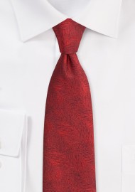 Wood Grain Textured Tie in Apple Red