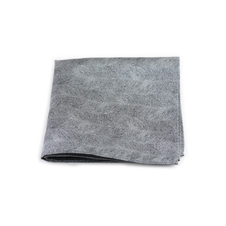 Graphite Silver Pocket Square in Grain Texture