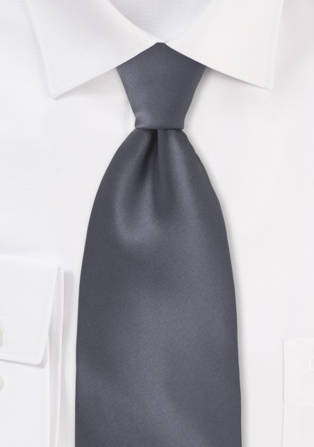 Solid Charcoal Grey XXL Length Tie