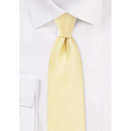 Narrow Pin Dot Tie in Vanilla Yellow